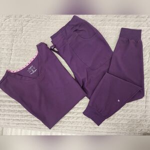 Scrub Set: HeartSoul Break On Through scrubs. Dark Plum Size Medium/Large